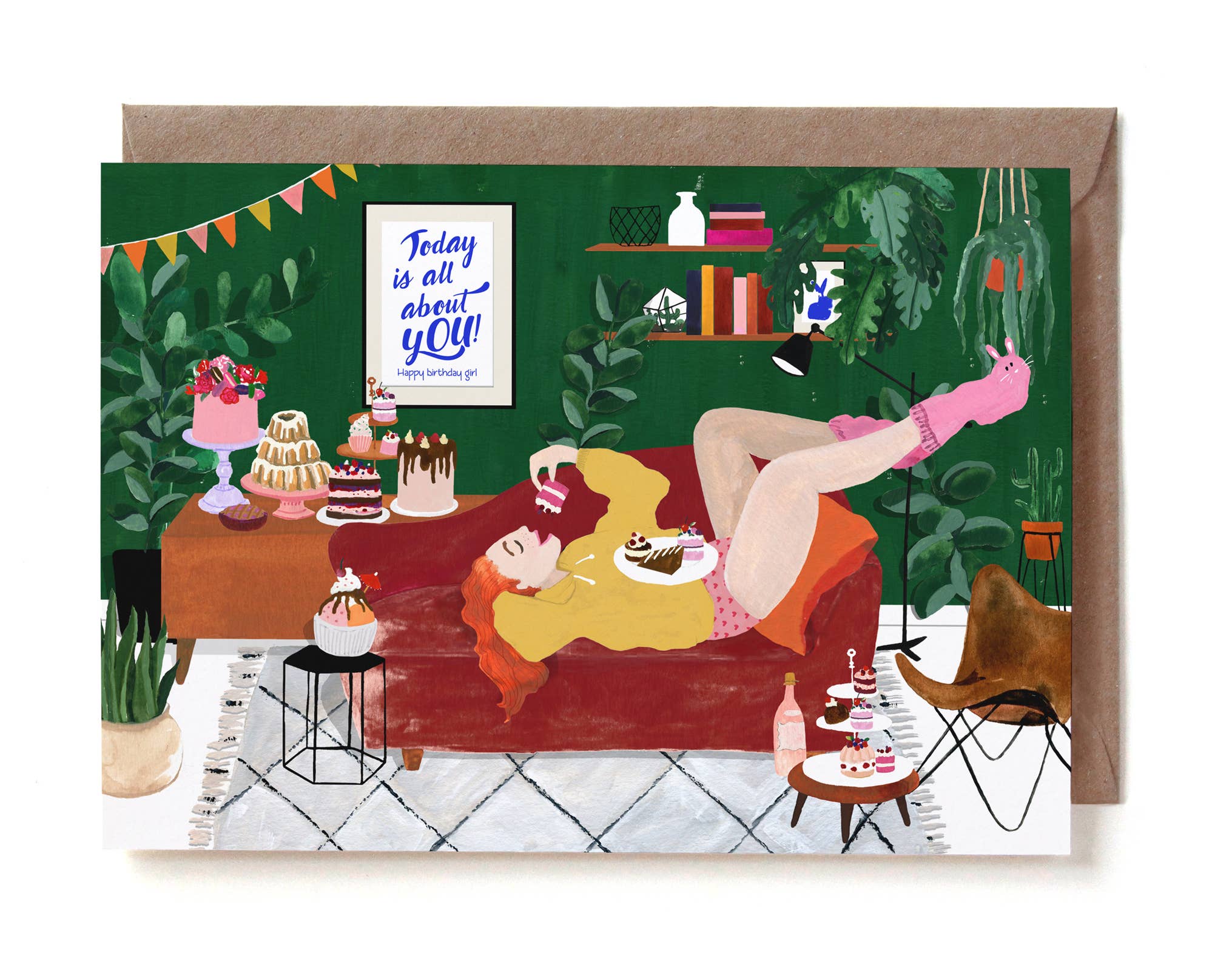Reddish Design - Wholesale Birthday Card - Birthday couch girl0