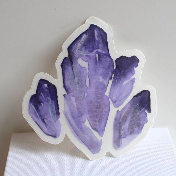 Vinyl klistermärke - lila ametist kristall akvarell Design för wholesale av Joelle Hanton Art