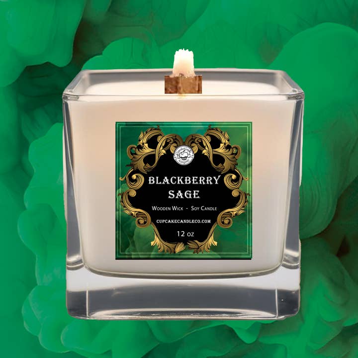 Men's Collection Blackberry Sage Wood Wick Candle for wholesale by Cupcake Candle Company