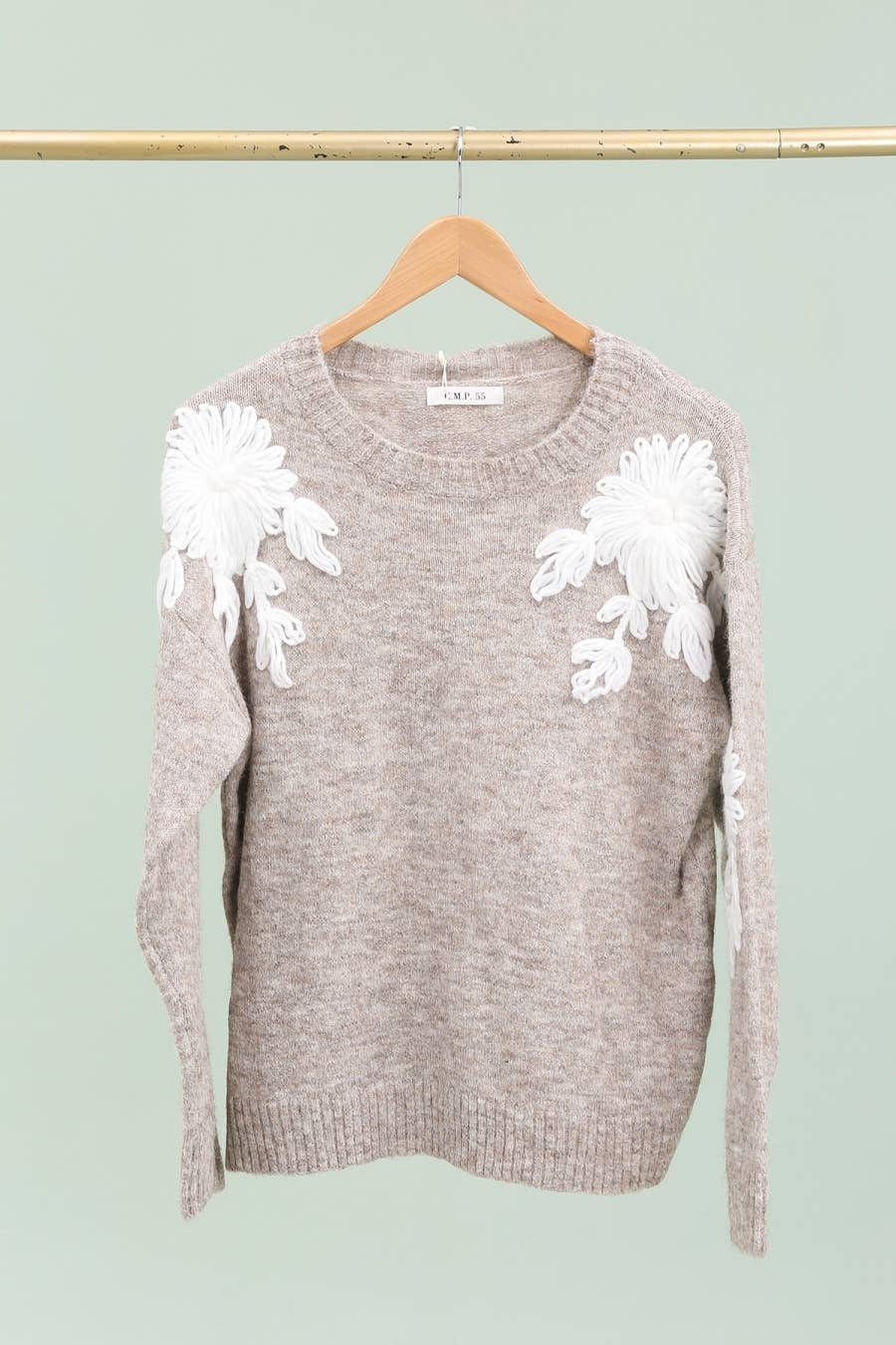 DIX-ONZE - Vendita all'ingrosso Maglione tricot - Donna - Maglione Morbido con Fiori Ricamati – Dettaglio in Rilievo5