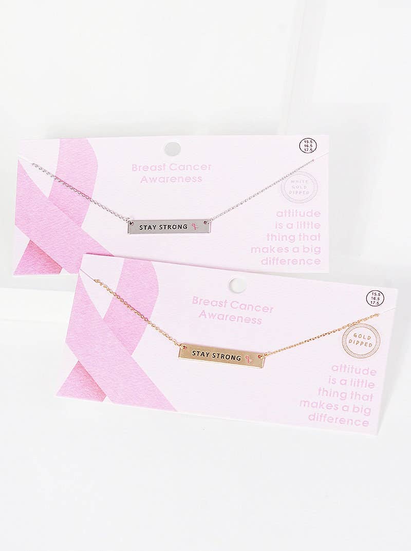 OHBOOBA DESIGN – Engroshandel Halskæde med vedhæng – Brystkræft bevidsthed „STAY STRONG“ halskæde4