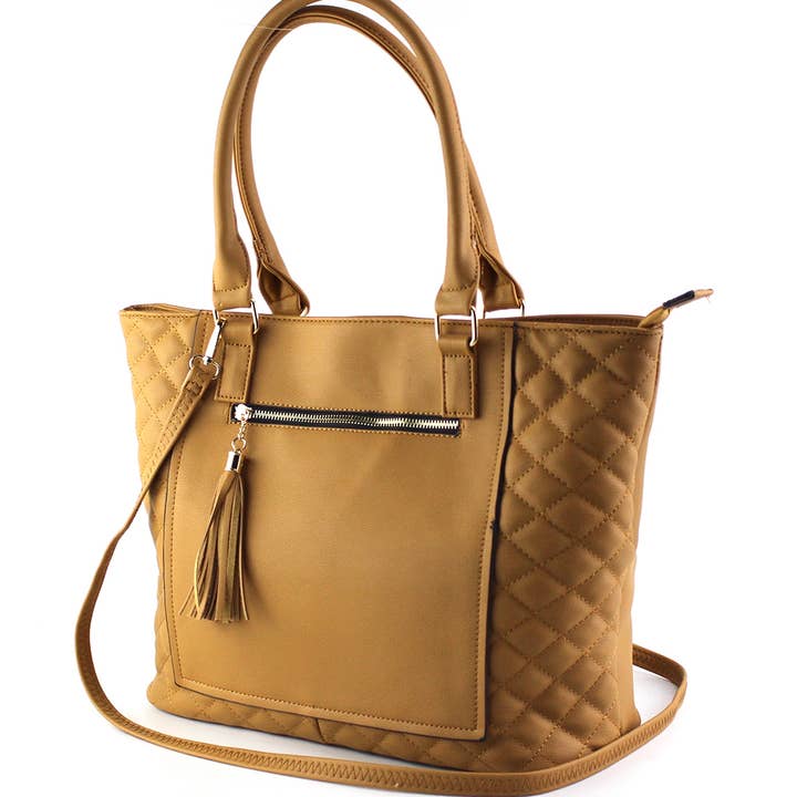 Black 7807 Elegant Tote With Tassels for wholesale on Faire