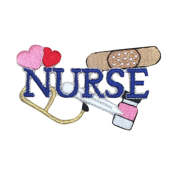 Wholesale Applique - Wholesale Patch - Blue Nurse Hearts, Medical Stethoscope, Iron on Patch0