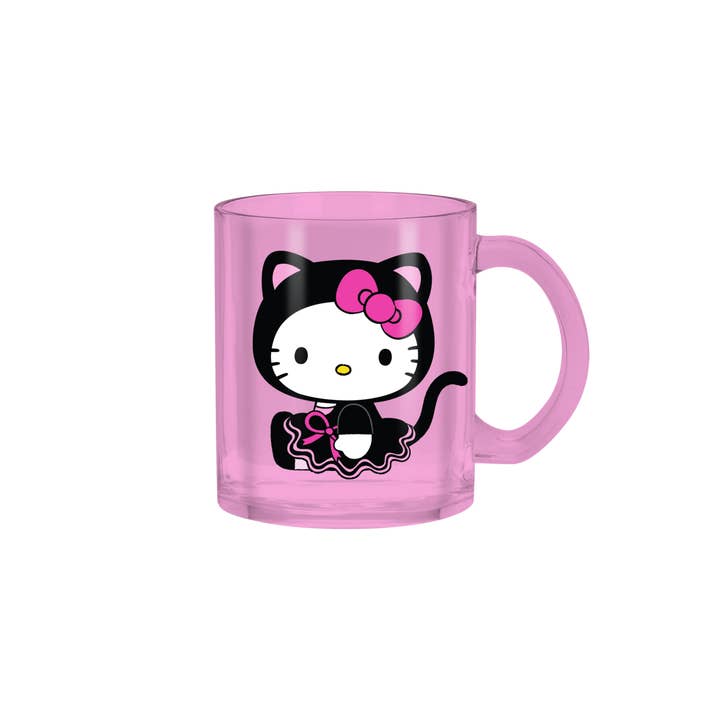 Silver Buffalo - Wholesale Coffee Mug - HELLO KITTY HALLOWEEN BLACK CAT 17.5oz Glass Coffee Mug