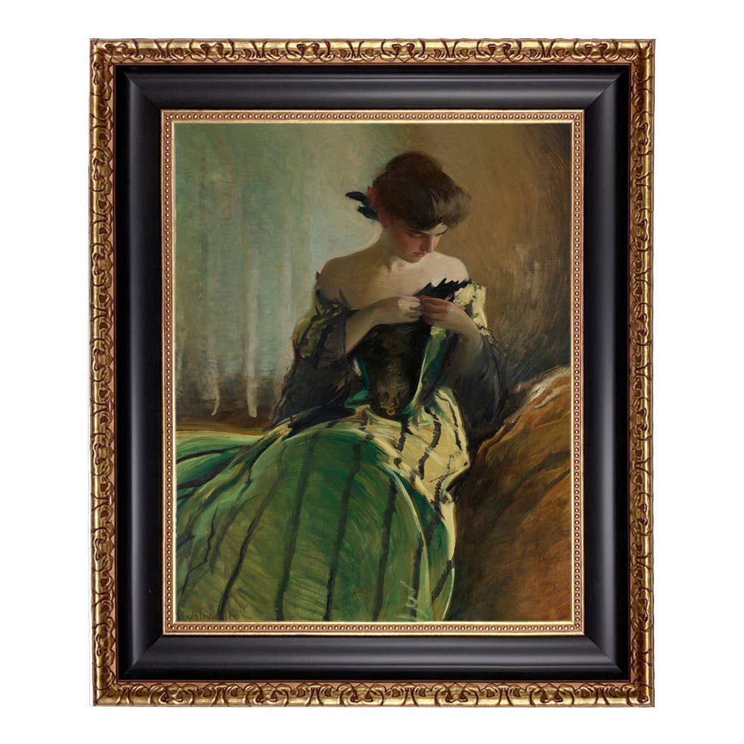Madison Bay Co. - Historical Home Decor Reproductions - Vendita all'ingrosso Stampa artistica - Stampa su Tela Vintage di Donna in Abito Nero e Verde30