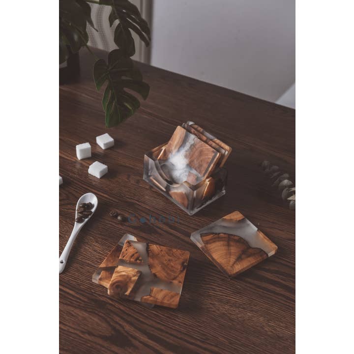 Gohobi – wholesale Coasters – Classic Wooden Resin Coasters 8cm