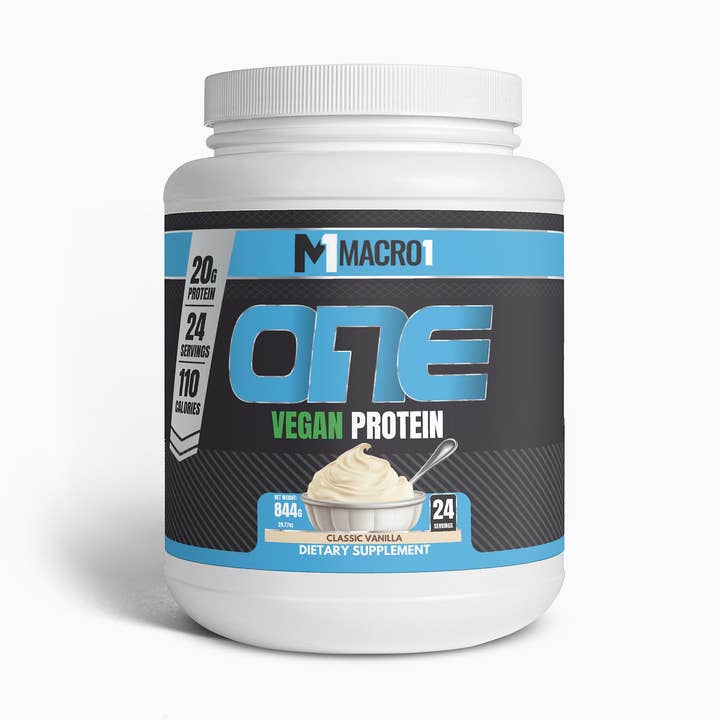 ONE VEGAN PROTEIN POWDER v2 - CLASSIC VANILLA | 24 SERVINGS for wholesale by Macro1 Nutrition