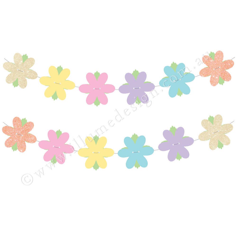 Illume Partyware – wholesale Bunting/Krans – Glitter Blomma Vändbar Krans - 27 Pce0