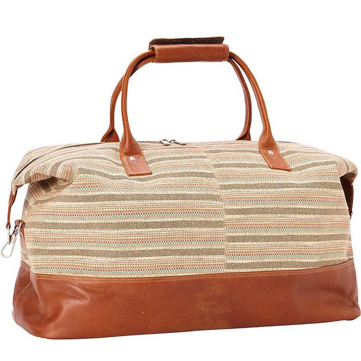 Boho Cotton Leather Duffel bag for wholesale by DOVER LEATHER USA LLC