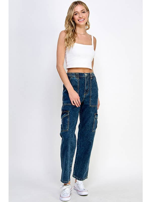 BLUE AGE – calças de ganga - Mulher por atacado – Calça Cargo Jeans para Jovens Patinadoras5