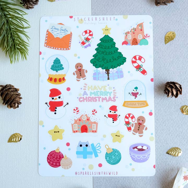 Foglio di adesivi natalizi Gingerbread House per la vendita all'ingrosso da parte di Sparkles in the Wild