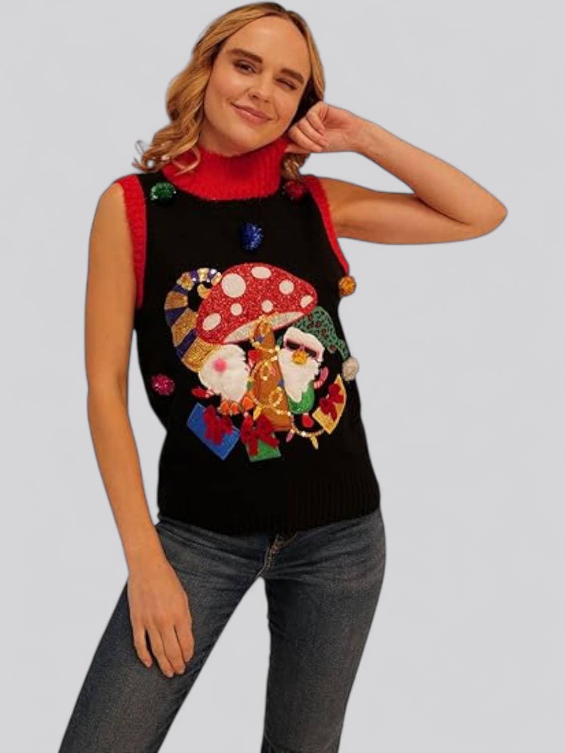 Noir Gilet Pull-Over de Noël Moche pour Femme ABW41-A en vente sur Faire0