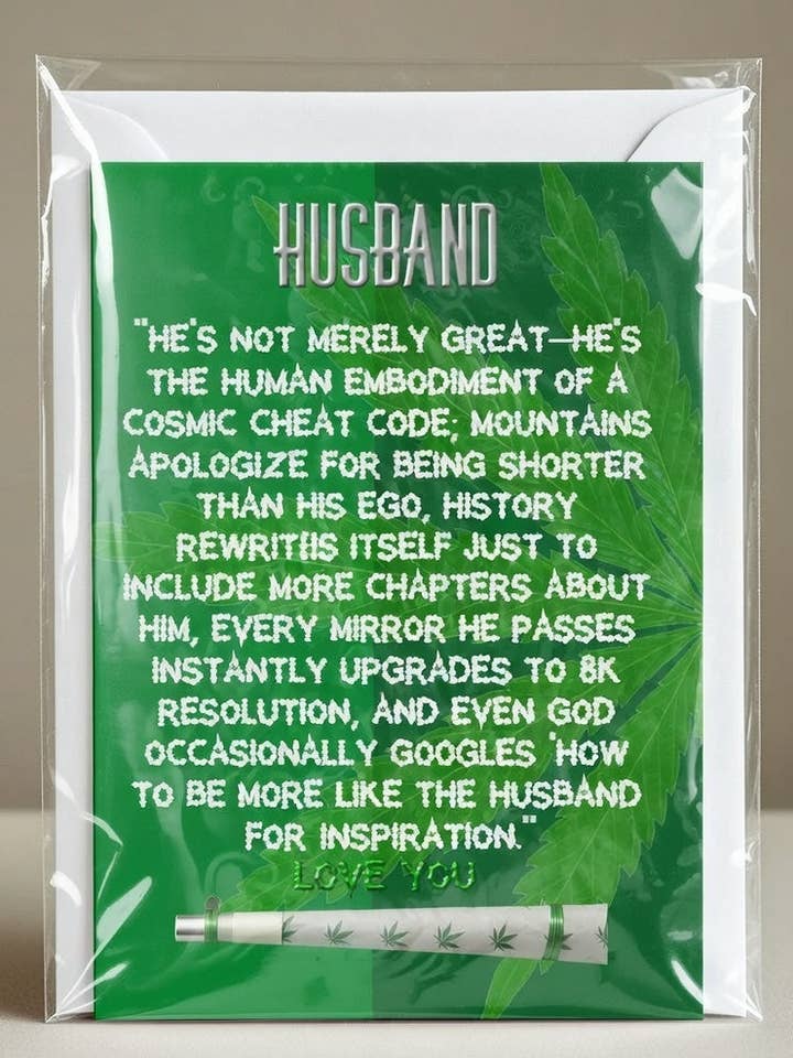HUSBAND - Birthday Card with One-Hitter Attachment | Reefer Cards for wholesale by Reefer Cards