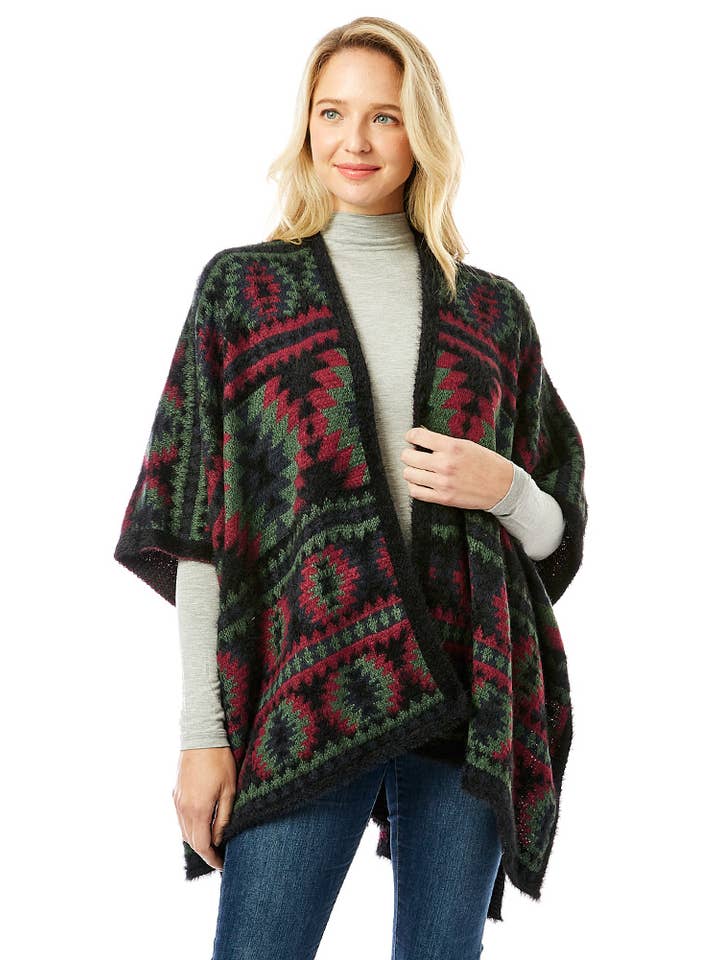 Hana - Wholesale Cardigan – Women’s - Aztec Pattern Ruana6