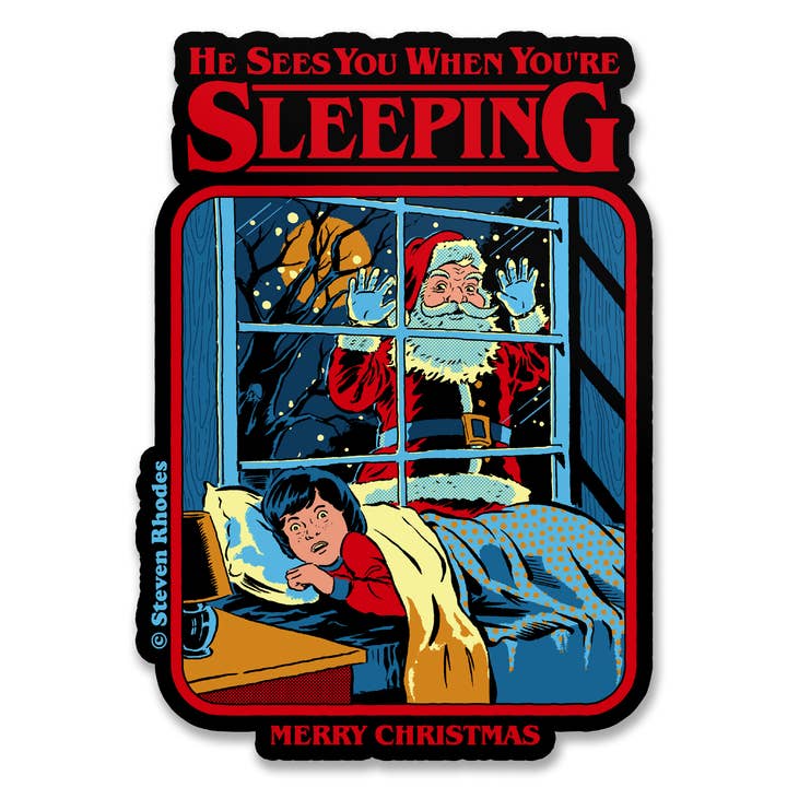 Steven Rhodes – Aufkleber „He Sees You When You're Sleeping“ (10 cm) für den Großhandel von Hybris Production AB