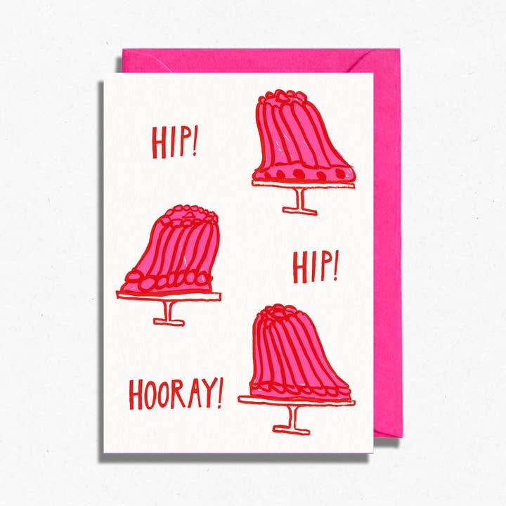 Hip Hip Hooray' Jelly Card| Birthday | Neon Pink for wholesale by Hot Pink Press
