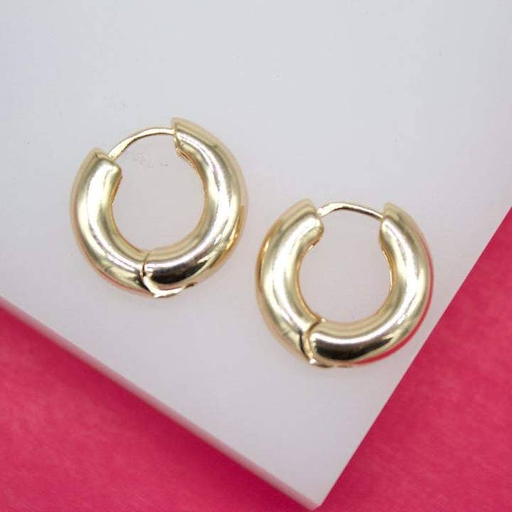 MIA Jewelry - Wholesale Huggie Earrings - 18K Gold Filled Rounded Thick Huggies Earrings (L242)