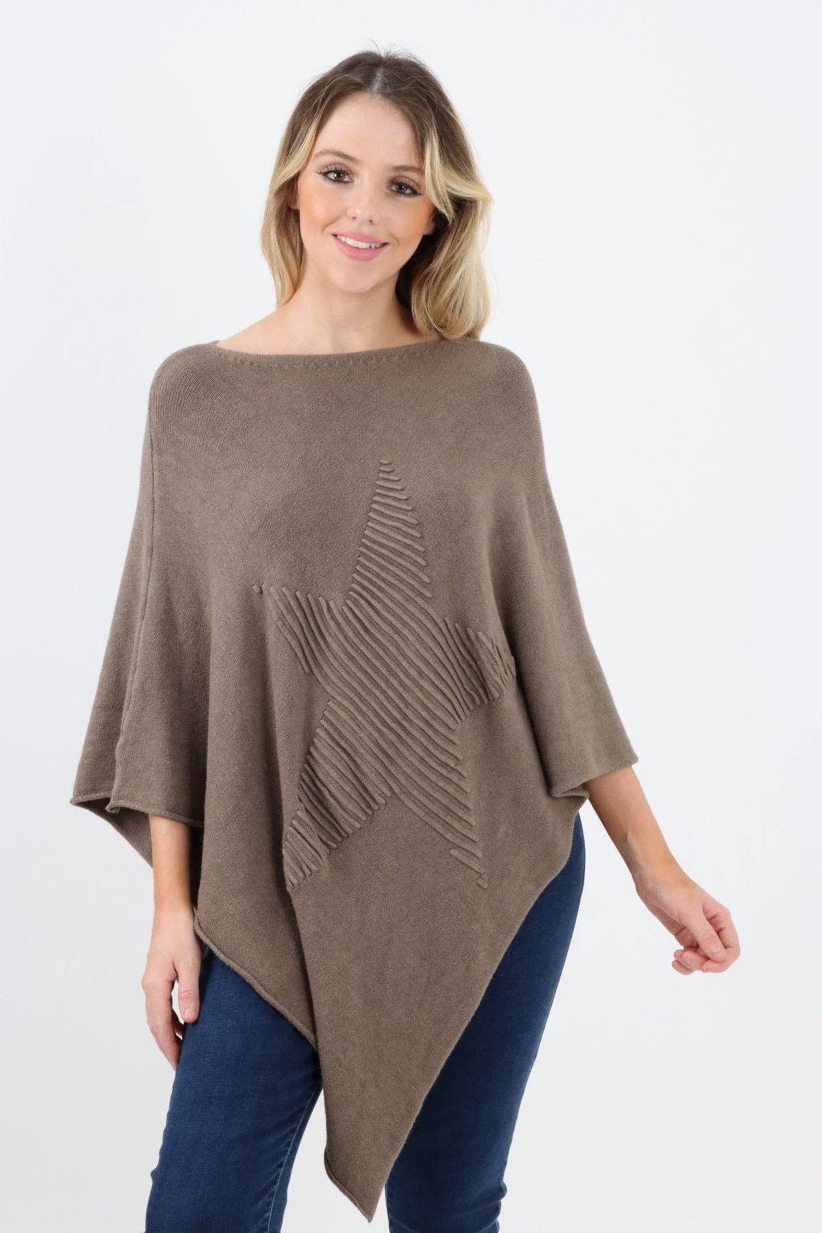 Miss Bold – wholesale Poncho – Women's – Italian Knitted Lagenlook Star Poncho24