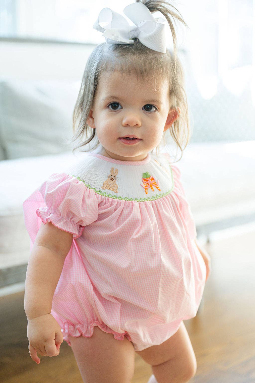 Ruth and Ralph - Wholesale Bodysuit (Non-Footed) - Baby - Easter Bunny and Carrots Smocked Birdie Bubble3