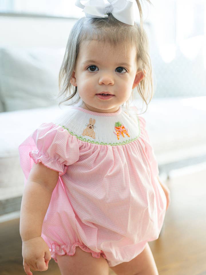 Ruth and Ralph - Wholesale Bodysuit (Non-Footed) - Baby - Easter Bunny and Carrots Smocked Birdie Bubble3