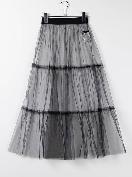 Rosa Clothing - Wholesale Skirt - Women's - Trendy Elasticated Waist Overlay Layered Mesh Skirt2