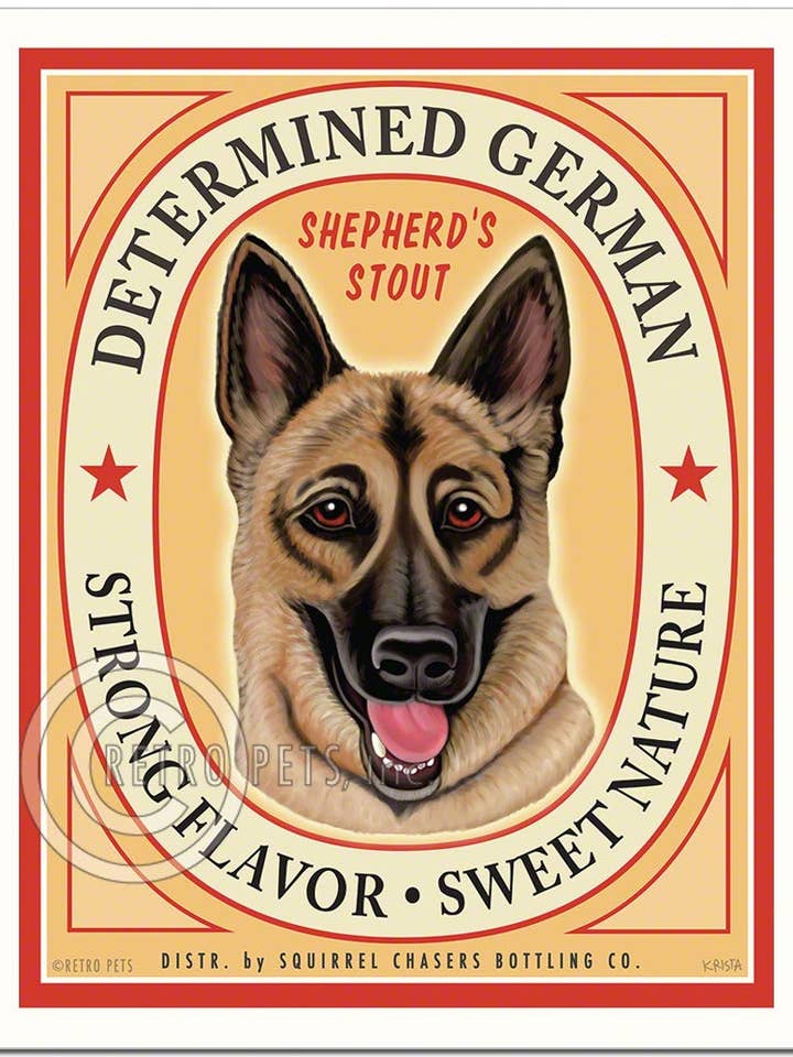 B-112 8x10 Art Print, Schæferhund „Bestemt tysk“ for engroshandel hos Retro Pets