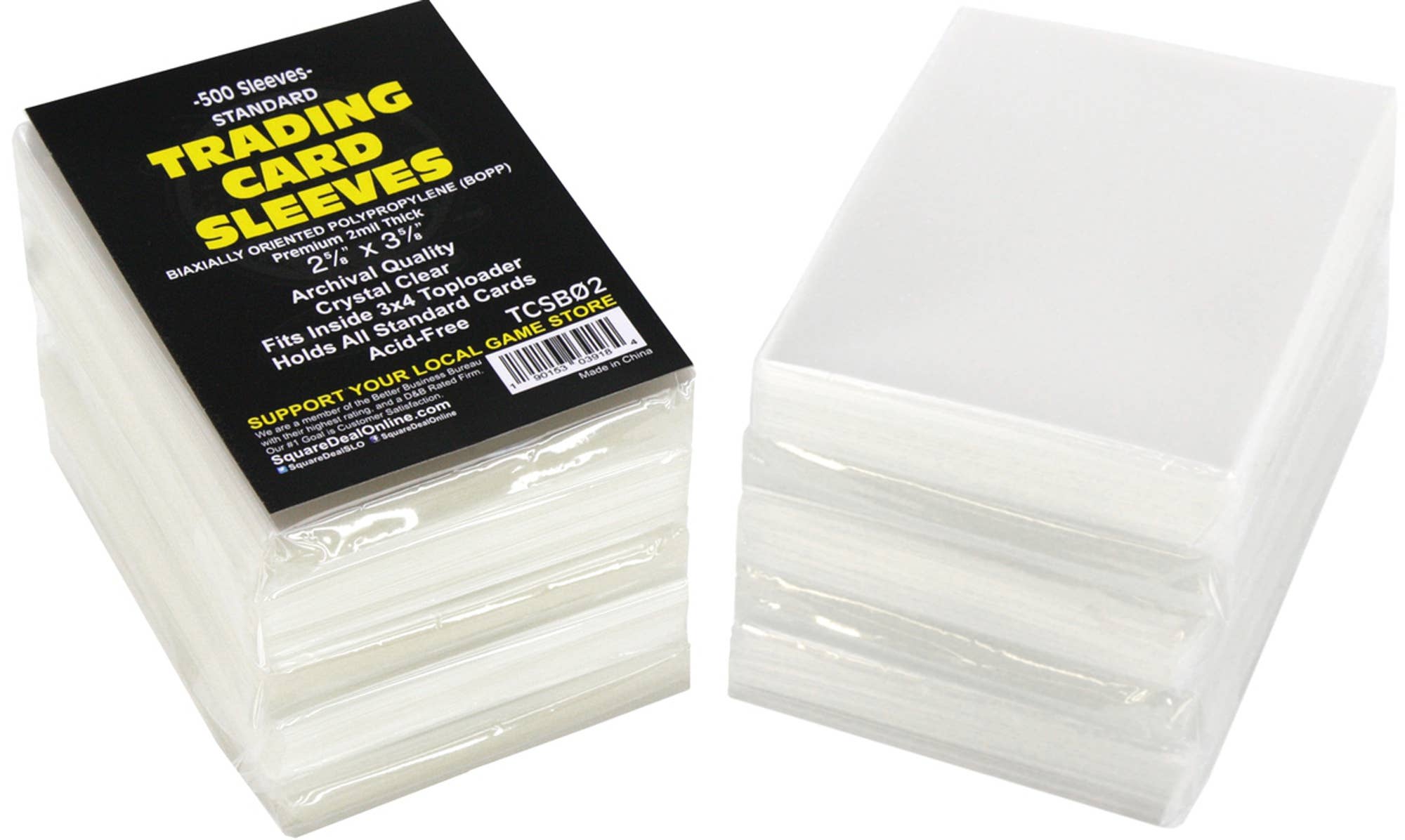 Square Deal Recordings & Supplies - Wholesale Card Game - Trading Card Sleeve - Premium 2mil Polypropylene - 2.6"x3.6"2
