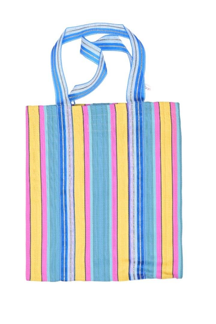 Status Collections - Wholesale Grocery/shopping bag - Turquoise Striped Plastic Shopping Bag 43(H) x38(W)cm0