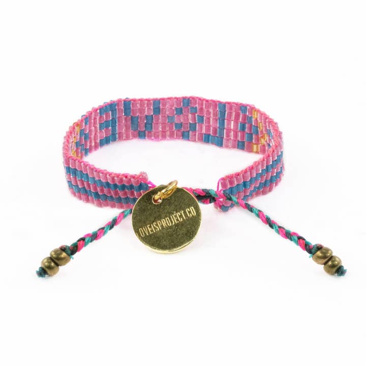 Love Is Project - Vente Bracelet de perles – enfant - Bracelet de perles de graines pour enfant - Rose3