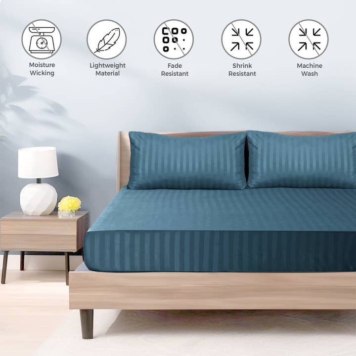 Cotton Passion - Wholesale Fitted Sheet - Satin Stripe Deep Pocket Fitted Sheets Deep Up to 25cm32