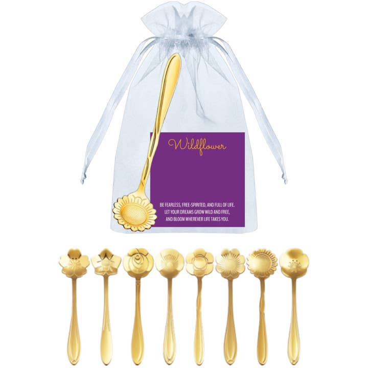 Broken Record Boutique - Wholesale Kitchen Spoon - "Wildflower" Gold Flower Spoons Coffee Tea Sugar Spoon Gift3