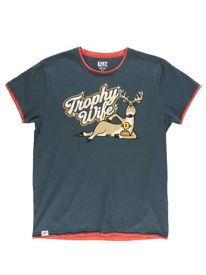 Lazy One - Vente Haut de pyjama – femme - T-shirt de pyjama rose Trophy Wife pour femme, coupe classique