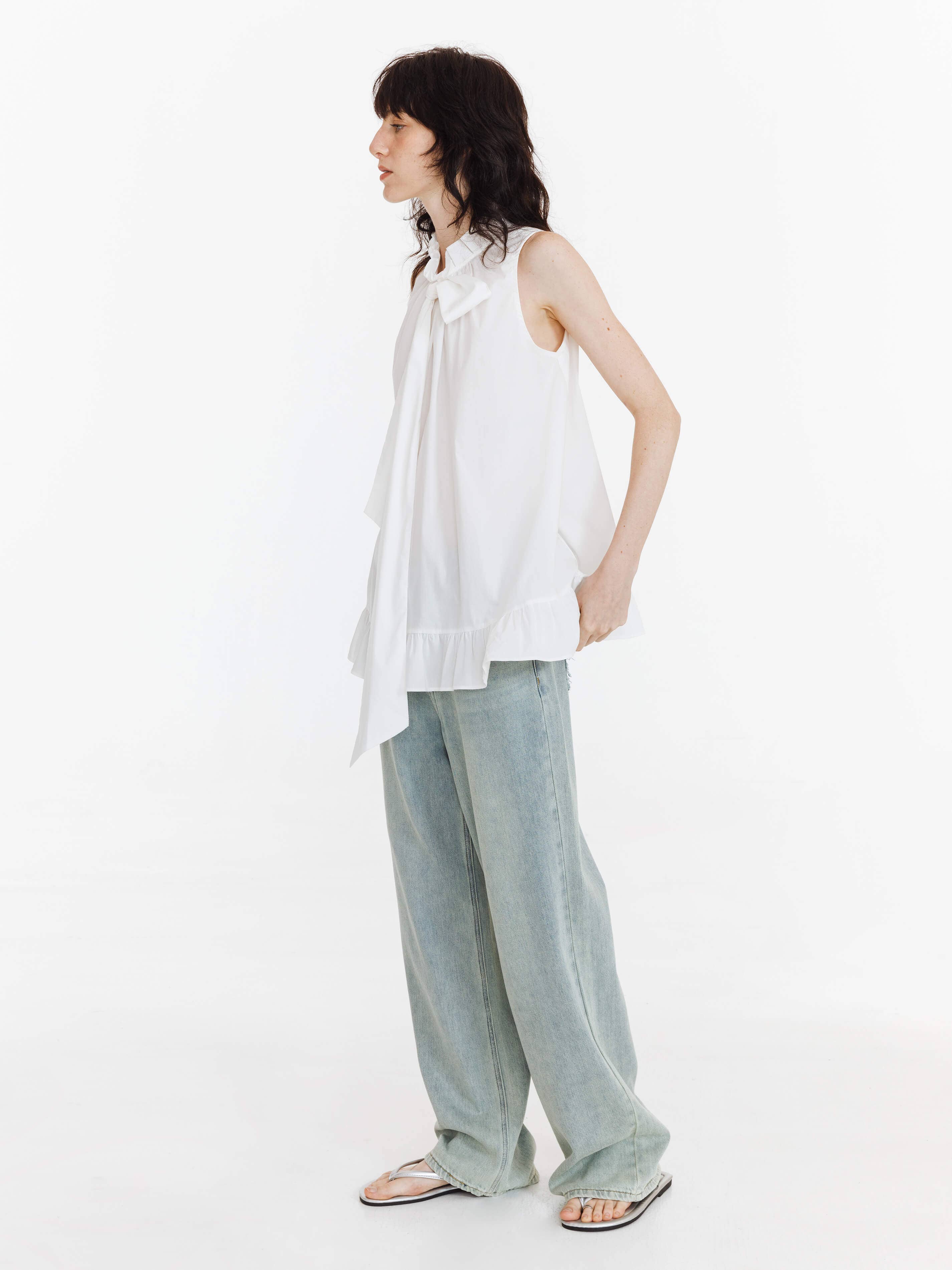 CUBIC - Wholesale Blouse - Women's - Ruffle Stand Collar Tie A-line Tank Top14