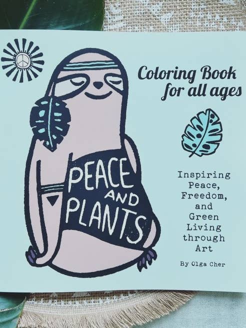 Libro para colorear Peace & Plants, libro de atención plena para venta al por mayor de Hippie Baby Co