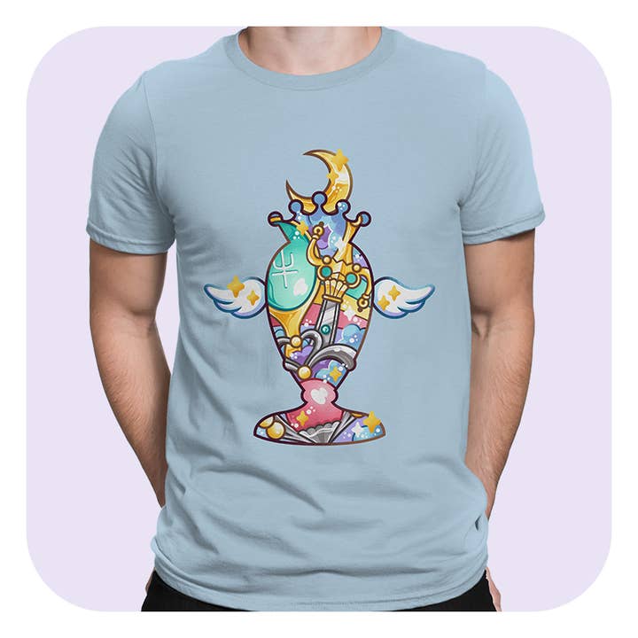 Heiliger Gral T-Shirt mit magischer Silhouette für den Großhandel von Gilles Bone Illustrations
