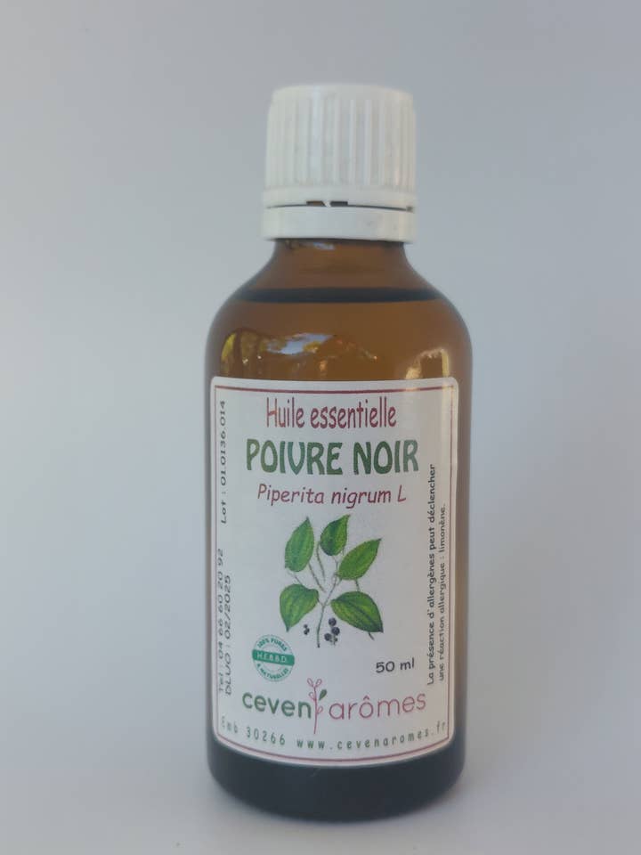 Zwarte Peper 50ml essentiële olie HEBBD voor wholesale door Céven'Arômes