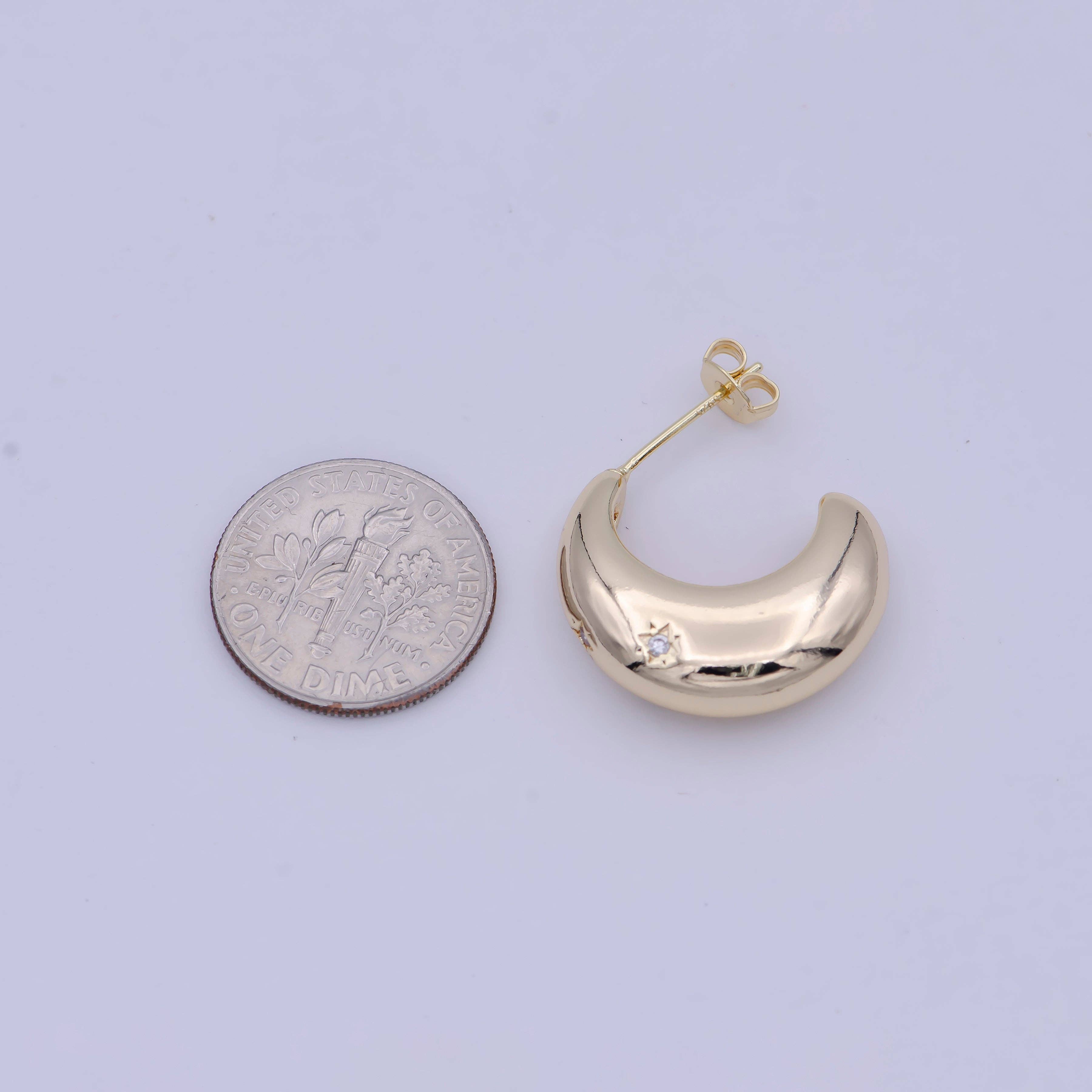 Aim Eternal - Wholesale Hoop Earrings - 18K Gold Filled  Star Celestial C Shape Hoop Earrings2