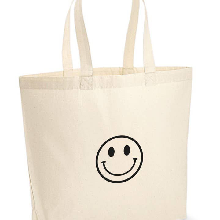 Stofftasche NATUR | Smiley für den Großhandel von Buchstabenkult