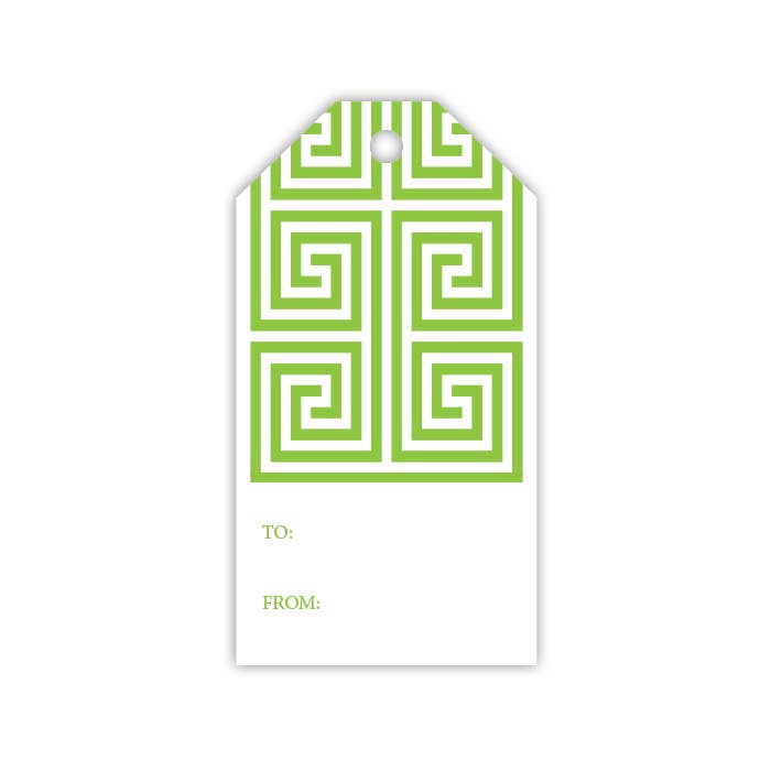 RosanneBeck Collections - Wholesale Gift Tag - Greek Key Pattern Green Gift Tag