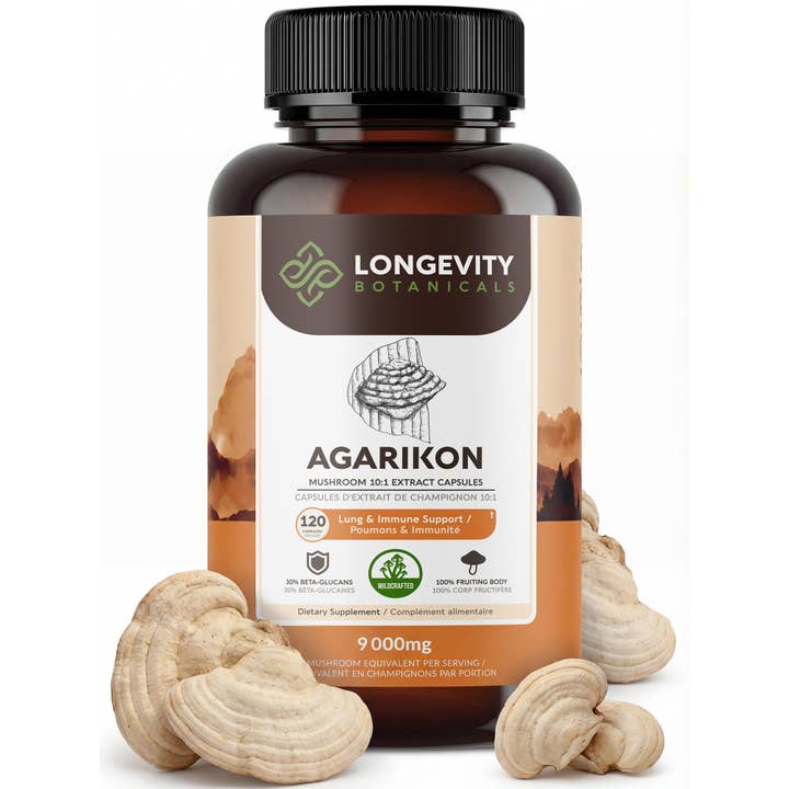 Agarikon 120 Capsules : Complément pour le système immunitaire et respiratoire pour la vente par Longevity Botanicals