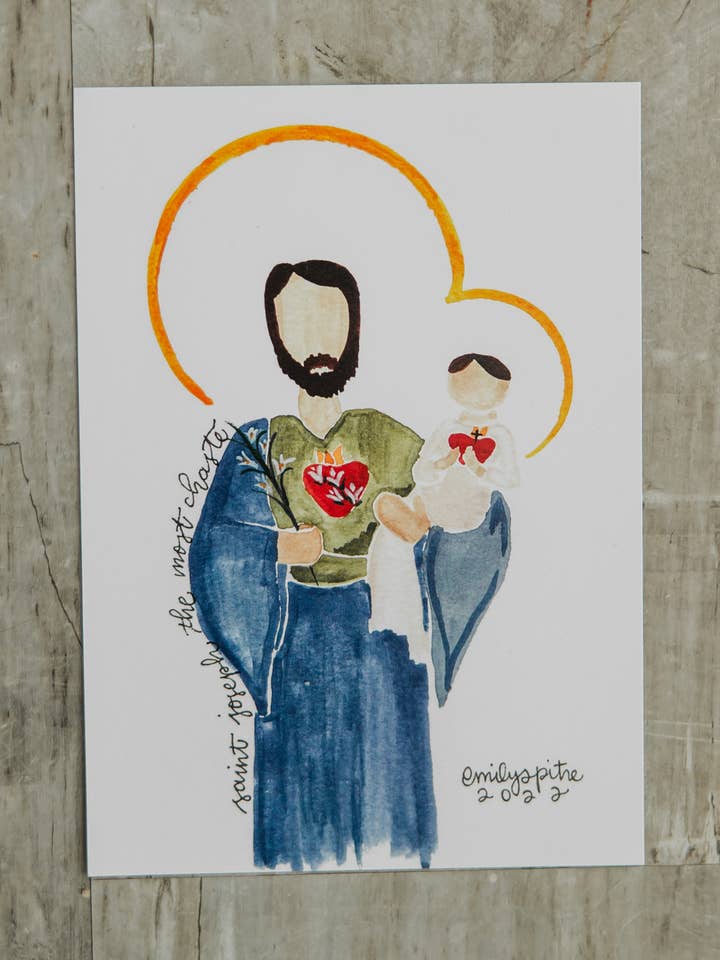St. Joseph the Most Chaste - 5x7 Print for wholesale by Emily S Pitre Art