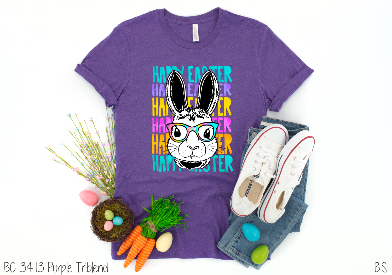 Bama Screens - Wholesale Sublimation Transfer - Tie Dye Glasses Easter Bunny #BS12713