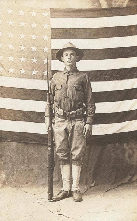 Found Image Press – wholesale Postcard – Postcard PT-240 Doughboy with Flag0