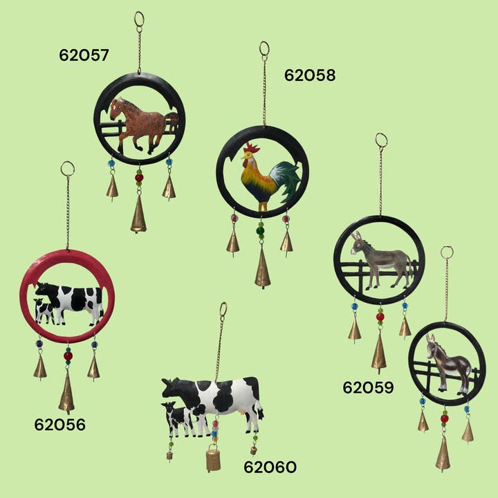 Wilco Home - Wholesale Wind chime - Set of 2 Hanging Hand-Painted Donkey Bell Chime3