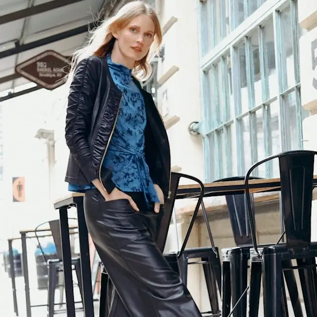 Clara Sunwoo - Wholesale Leather Jacket - Women's - JK83 - Liquid Leather â„¢ Ruched Detail Jacket