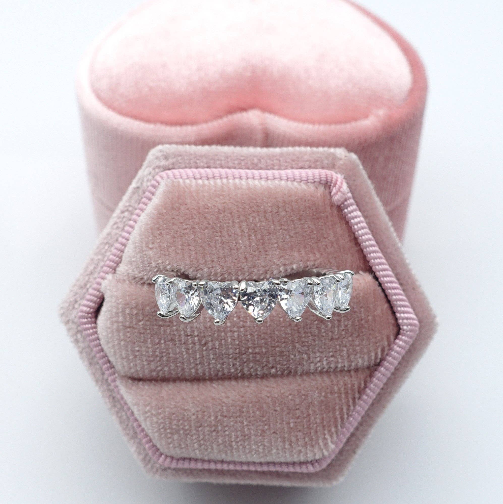 Daemon srls - Wholesale Multi-Stone Ring - JENNY- cuori orizzontali ~ ANELLO REGOLABILE con cubic zirconia a forma di cuore6