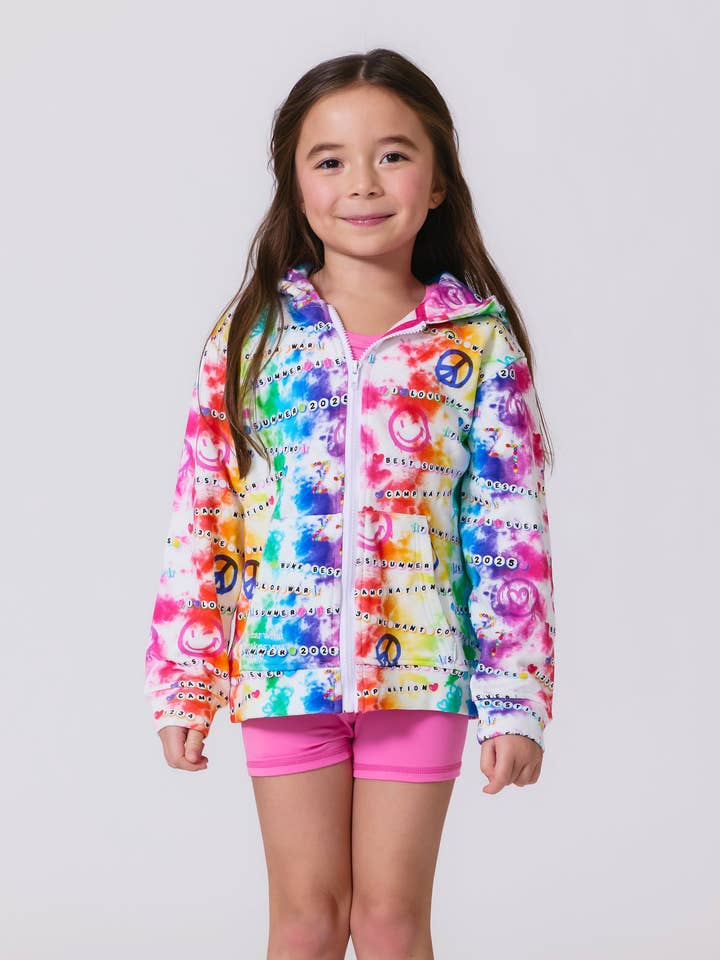 Piger Oversized Zip Hoodie i Camp Beads for engroshandel hos Terez