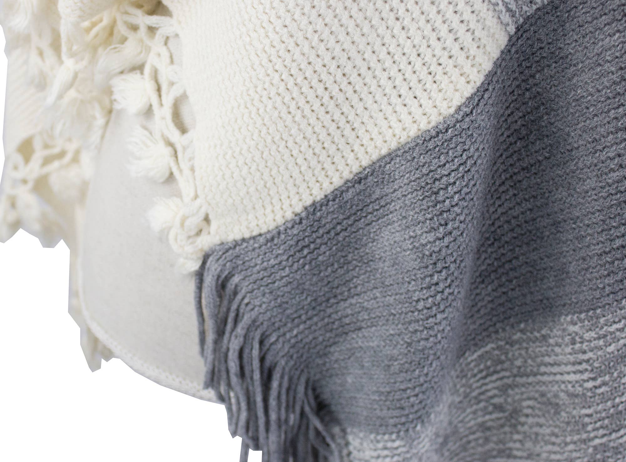 Fennco Styles - Venta al por mayor Poncho - Mujer - Suéter Poncho de Bloques de Color con Flecos8