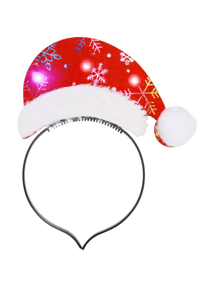 ASSORTED Metallic Christmas Santa Hat Light-up Headband for wholesale on Faire7