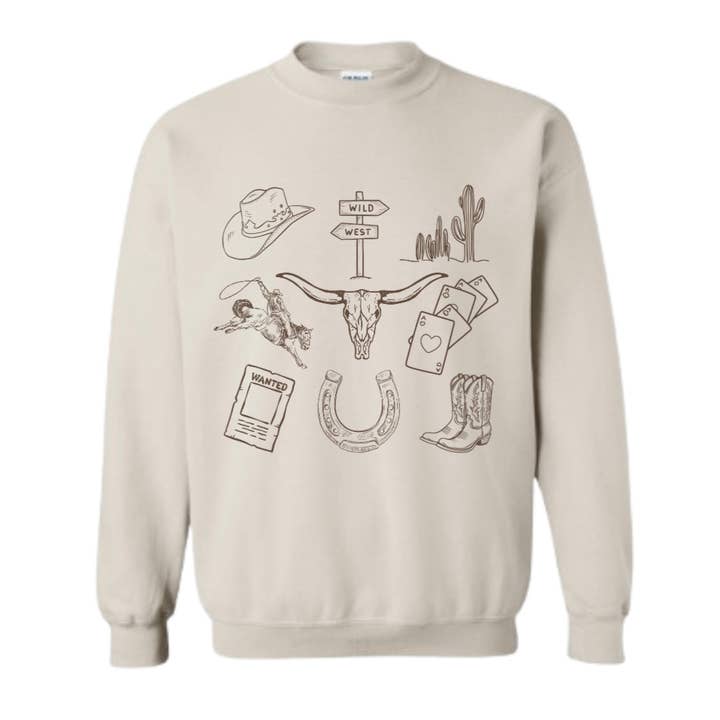 Western-Grafik-Sweatshirt mit Rundhalsausschnitt für Erwachsene für den Großhandel von Sage & Soil